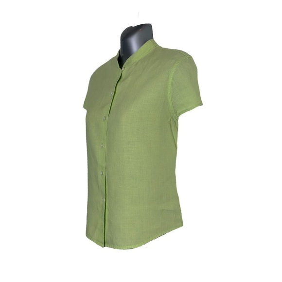 Talbots 100% Irish Linen Short Sleeve Button
Down Top Light Green Size Medium - Picture 3 of 7